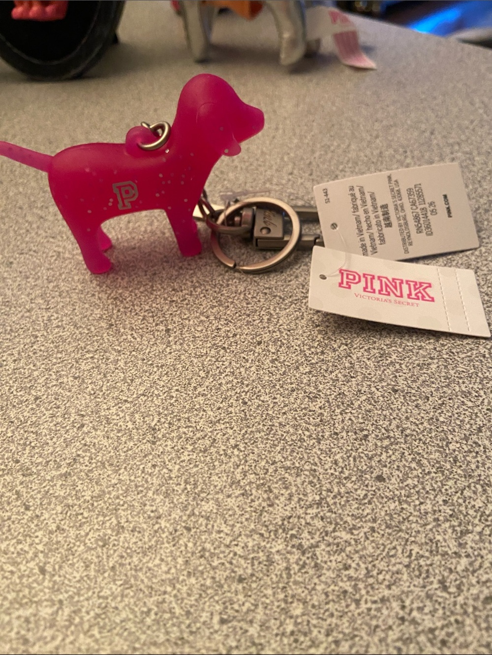 PINK Victoria's Secret Hot Pink Dog Keychain Charm